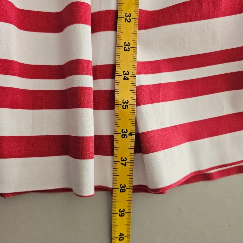 Red White Striped Fit Flare Dress Size 14 Summer Preppy Classic Coastal Nautical
